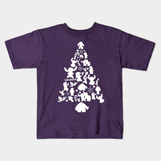 Lilo and Stitch Christmas Tree Silhouette Kids T-Shirt by Rebus28